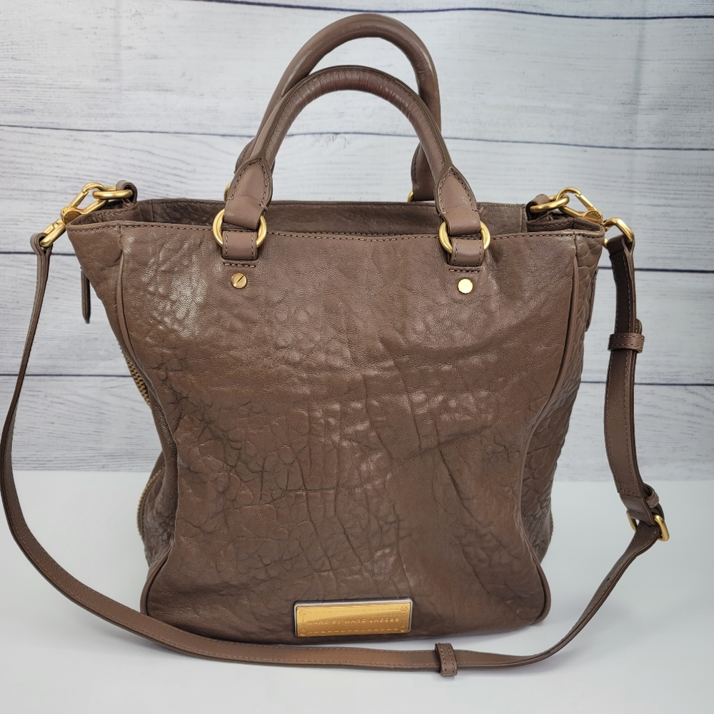 Marc Jacobs Washed Up' Large Pebbled Leather Shopper Tote Crossbody Bag